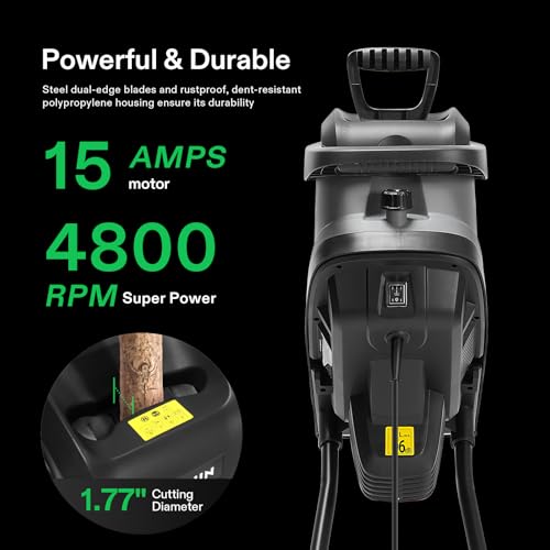 15-Amp Electric Wood Chipper Shredder with 50L Collection Bag E294548