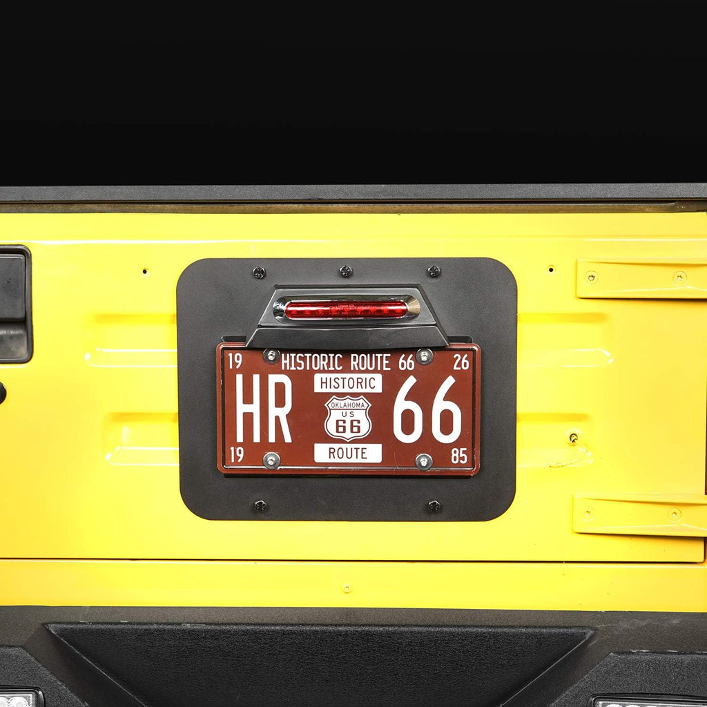 Spare Tire Delete License Plate Relocation Kit with Third Brake Light for Jeep Wrangler TJ Y88850