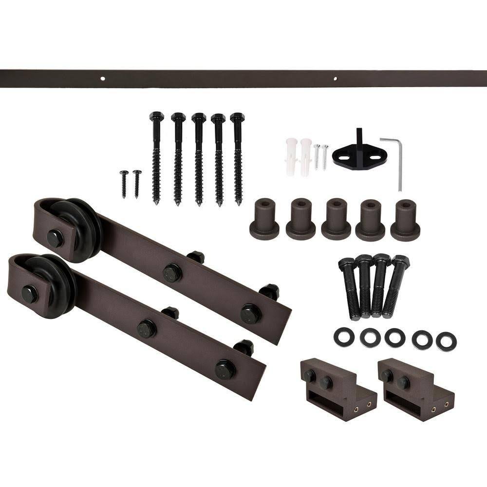 Gray Stained 2 Panel Barn Door with Sliding Hardware I827