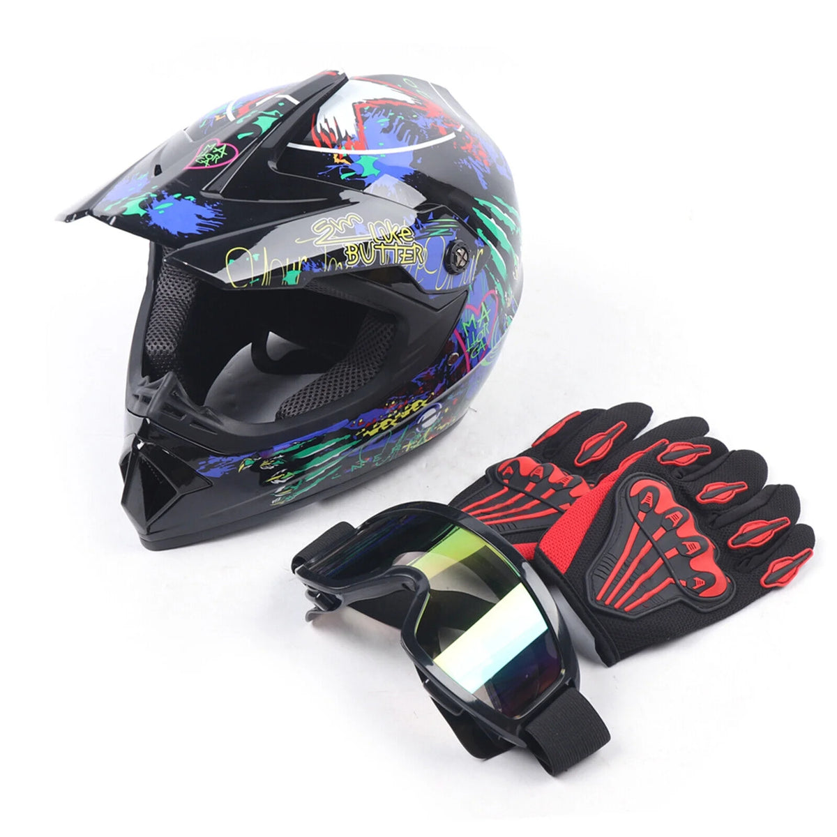 DOT Motocross Helmet Gloves Goggles Combo V4619