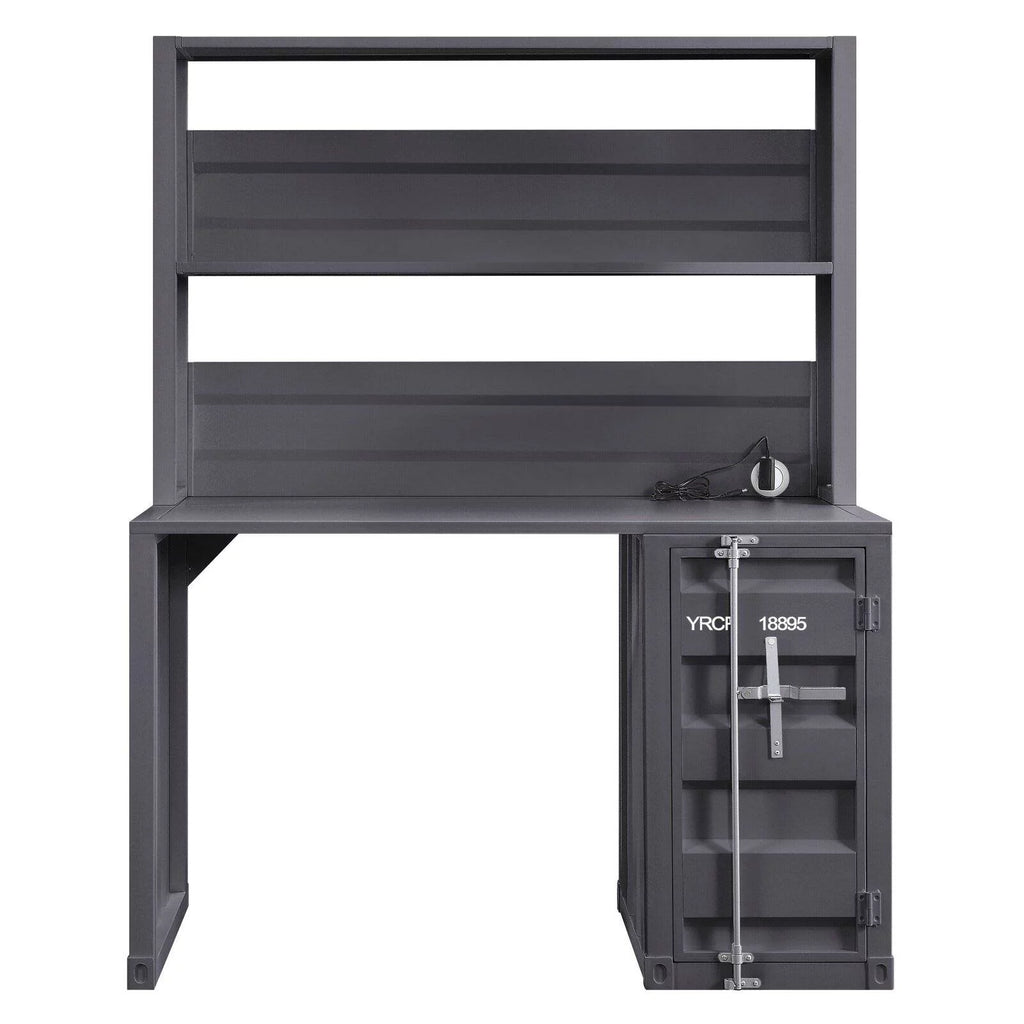 Metal Frame Desk and Hutch with Storage Base in Blue I693