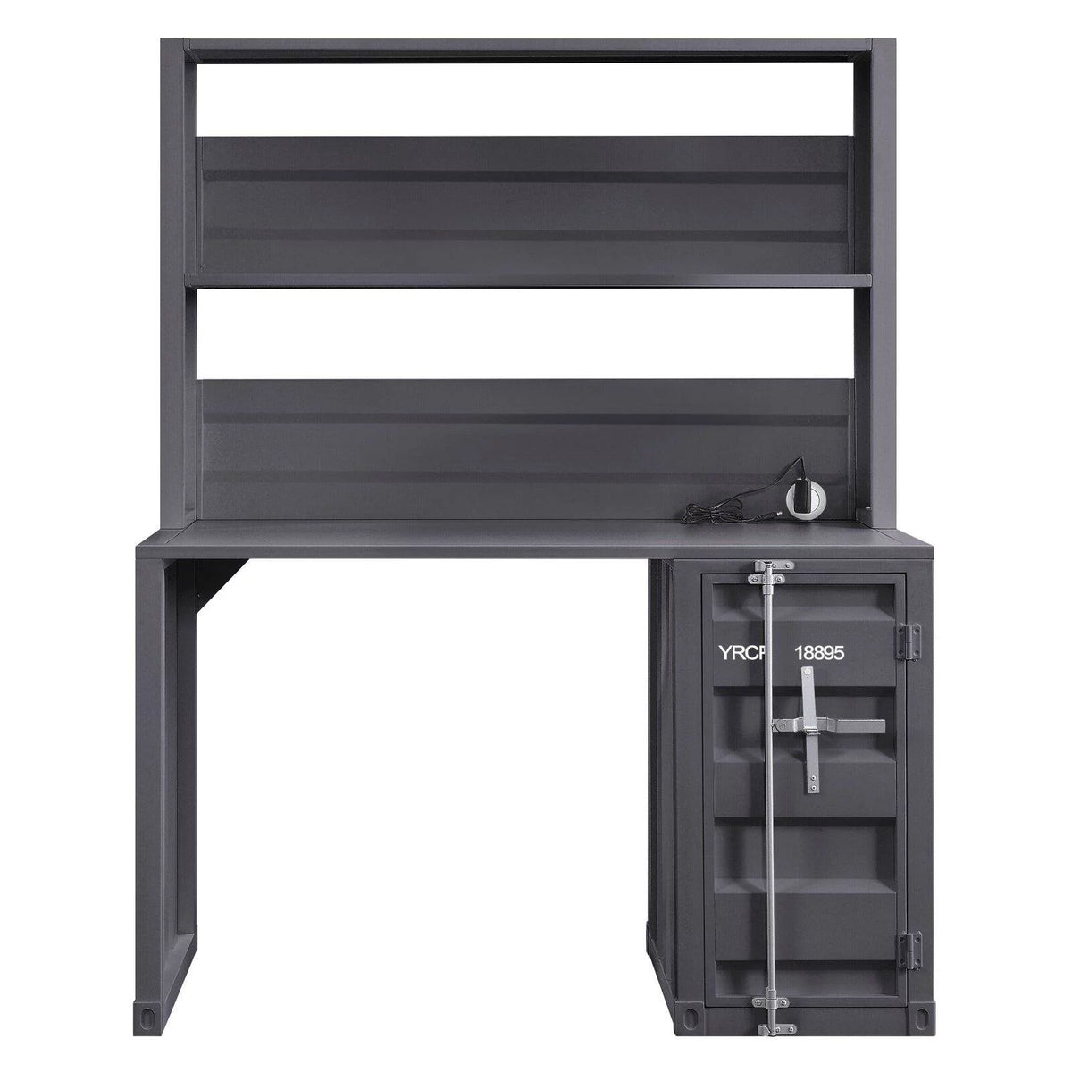 Metal Frame Desk and Hutch with Storage Base in Blue I693