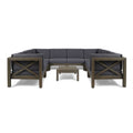 Acacia Wood 8 Seater Sectional Sofa Chat Set with Cushions B983