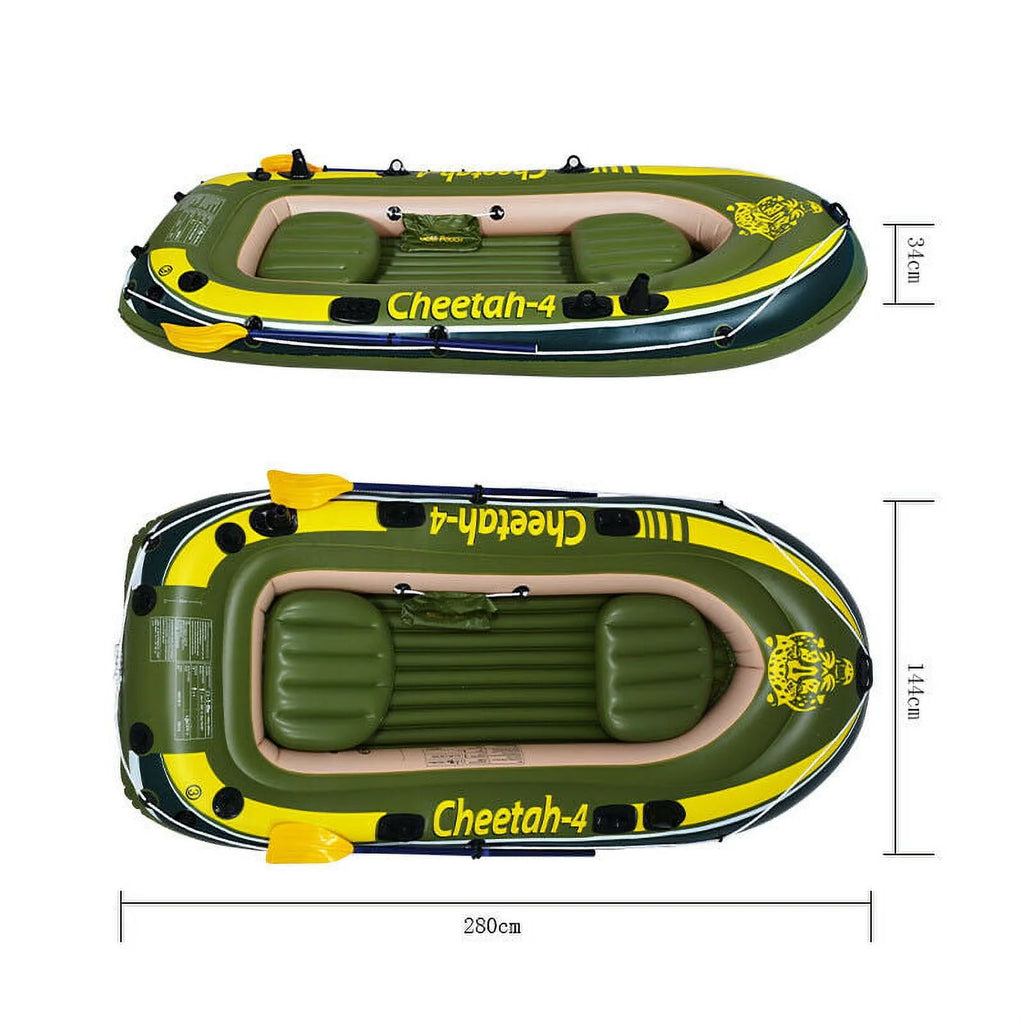 4 Person Inflatable Boat Raft Set with Oars & Air Pump Y449