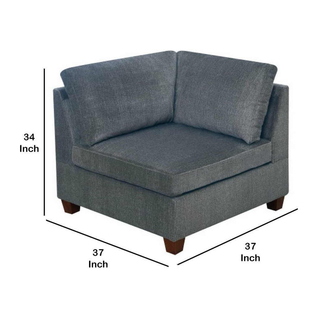 Gray Fabric Upholstered Wooden Corner Wedge O906