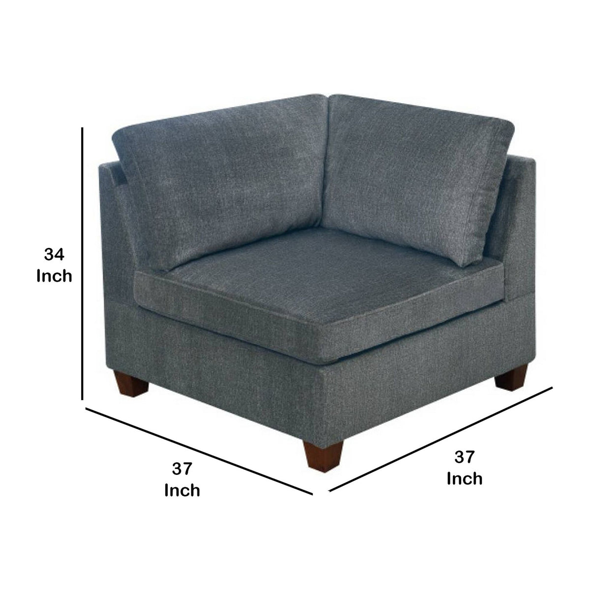Gray Fabric Upholstered Wooden Corner Wedge O906
