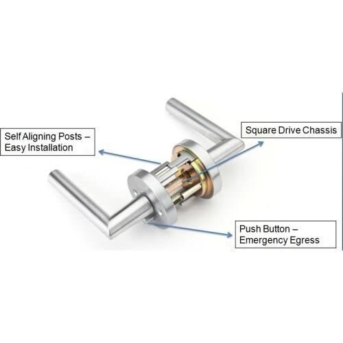 Satin Chrome Privacy Door Lever Set with Push Button Lock M51512
