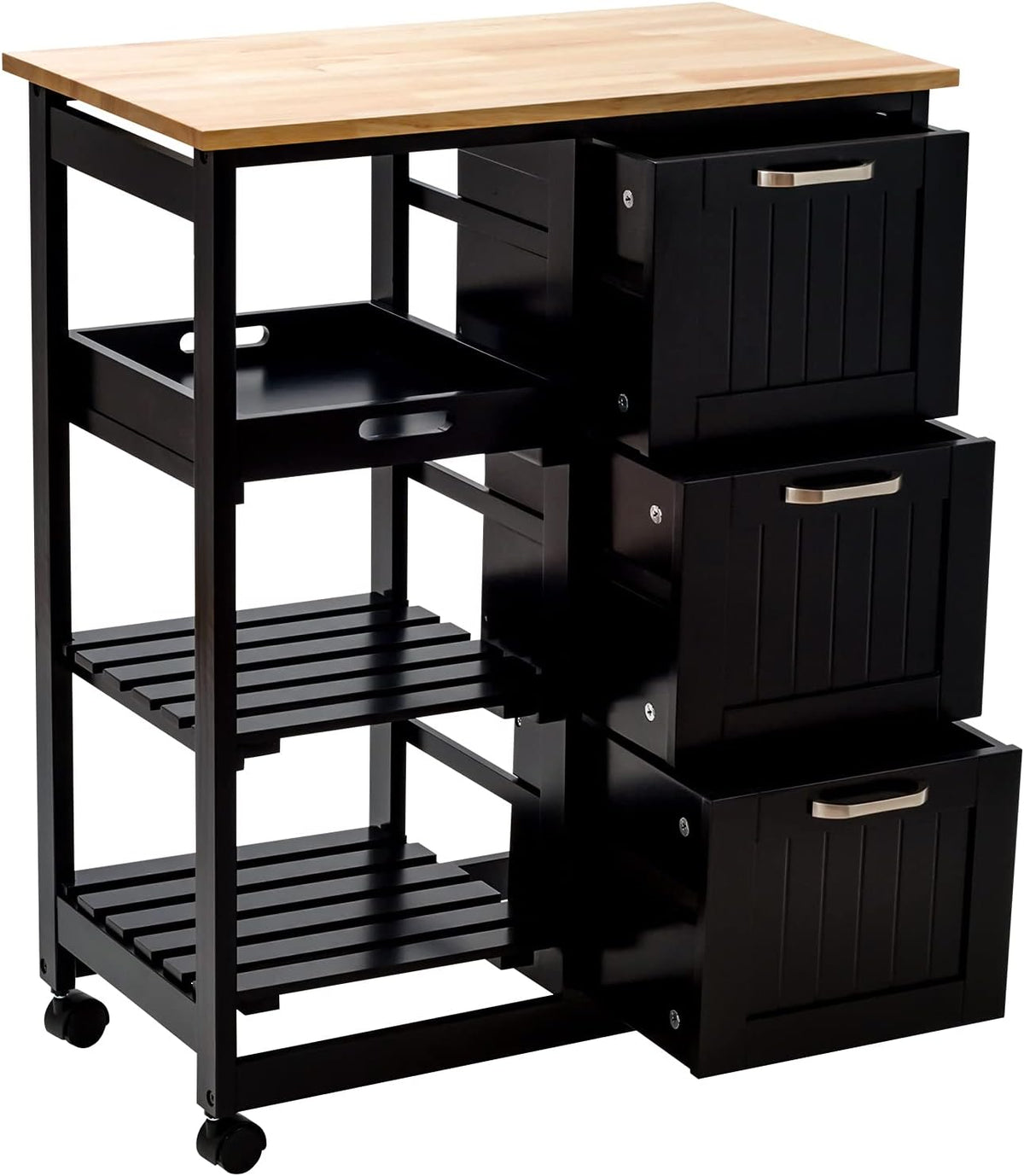 White Rolling Kitchen Island Cart with Storage G227635