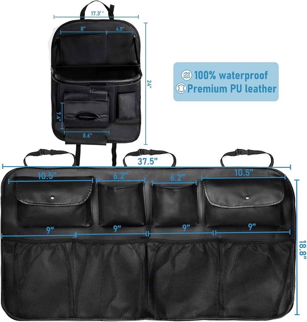 SUV Car Backseat Organizer & Trunk Organizer, 15 Storage Pockets, PU Leather, Pack of 2 Y30610