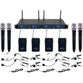 4 Channel Wireless System with Receiver Handheld Mic Body-Pack Transmitter Headset Mic Q8737