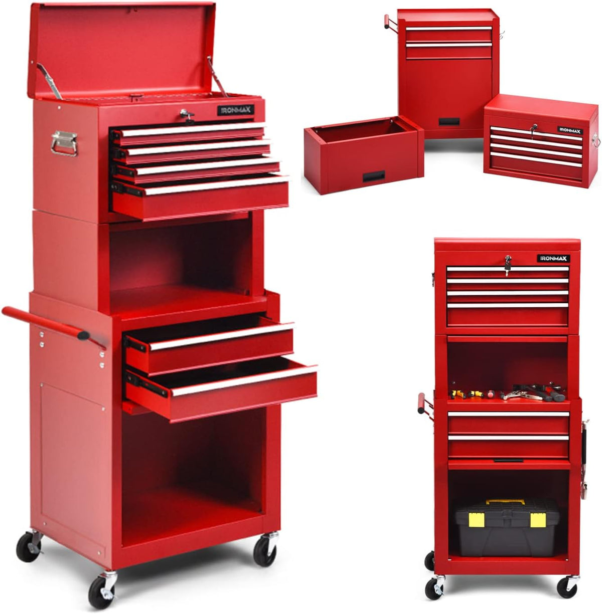 Red 5-Drawer Rolling Tool Chest with Wheels I9014