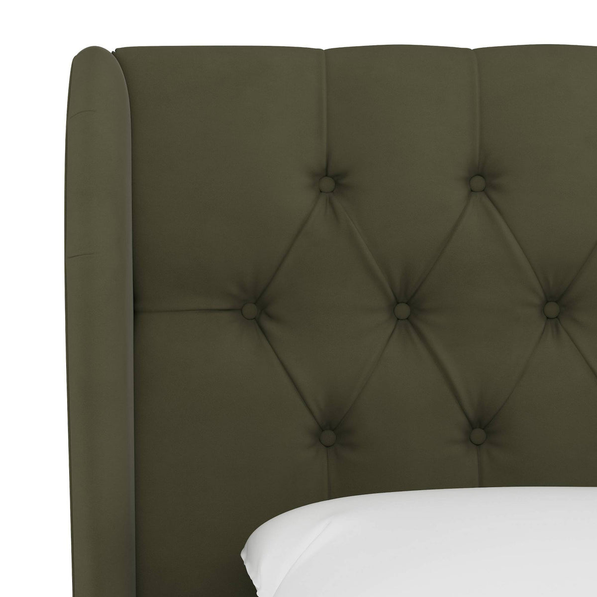 Full Tufted Wingback Headboard Velvet Loden U794