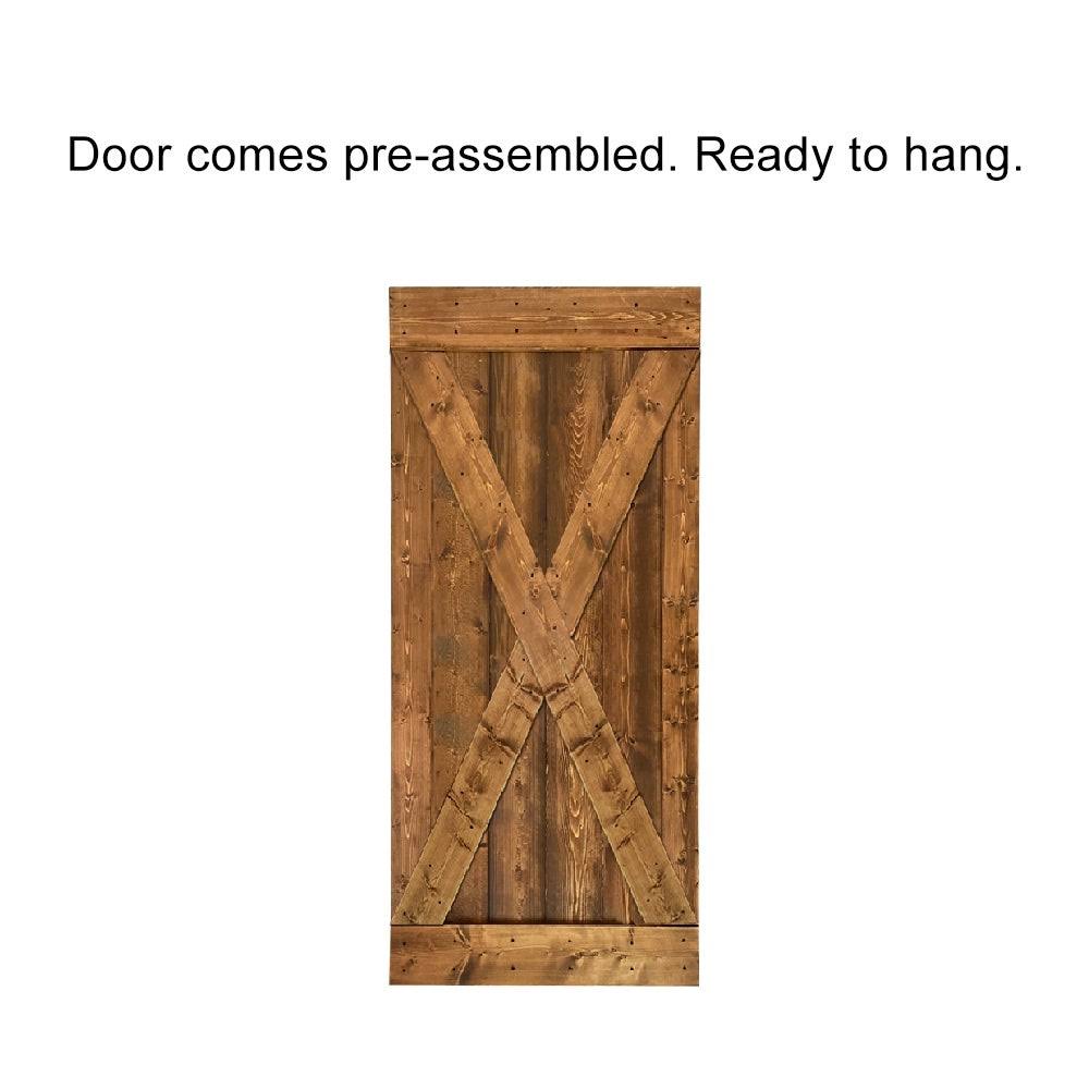 Ocean Blue Stained Wood Interior Sliding Barn Door with Hardware Kit S8650