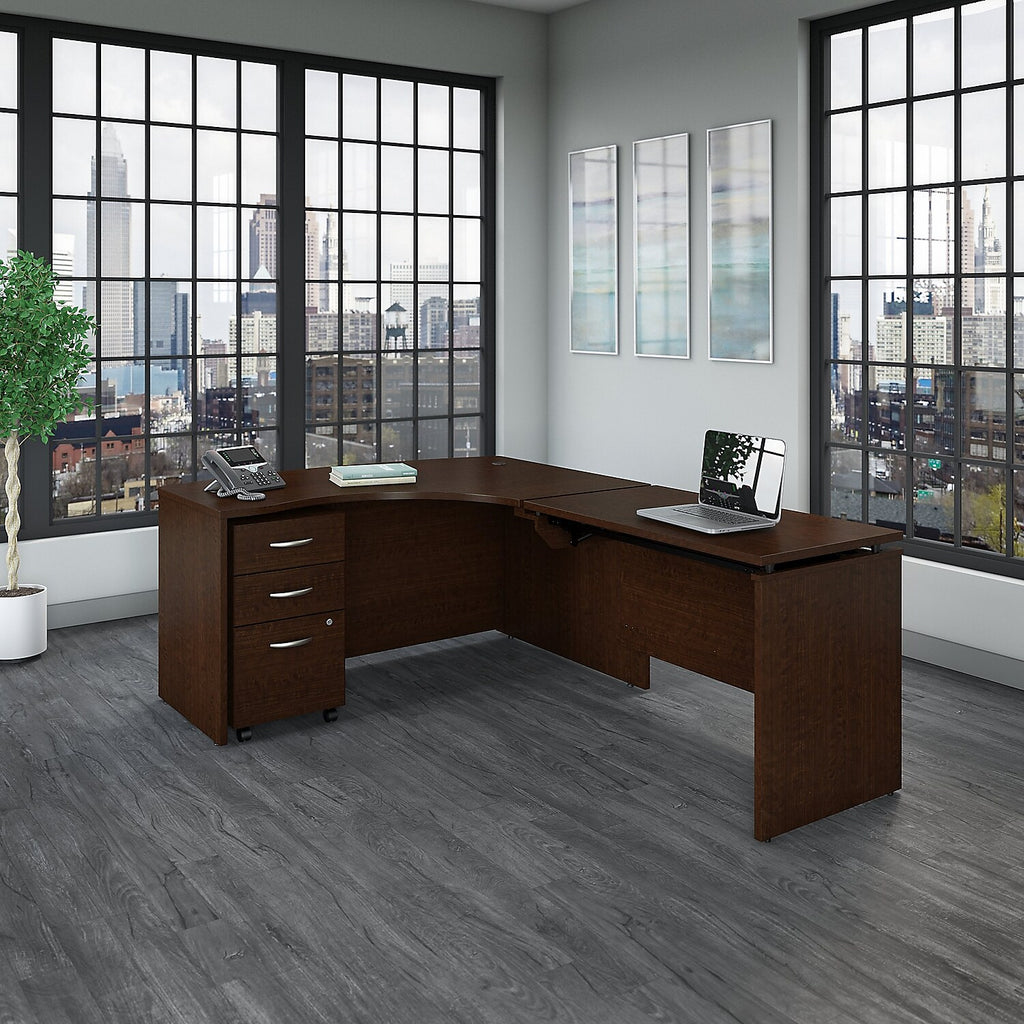 Mocha Cherry L Shaped Desk Office Set D57161