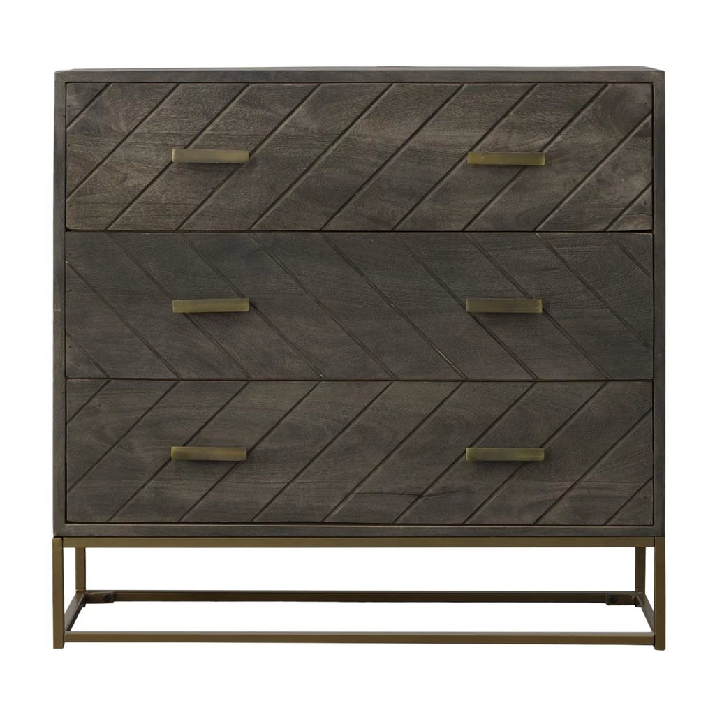 32 Inch 3 Drawer Mango Wood Dresser Chest B248572