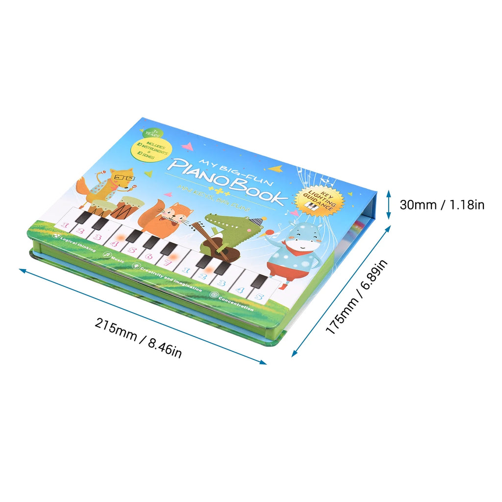20-Key Electronic Piano Book with Built-In Keyboard, Educational Music Toy for Kids A74565