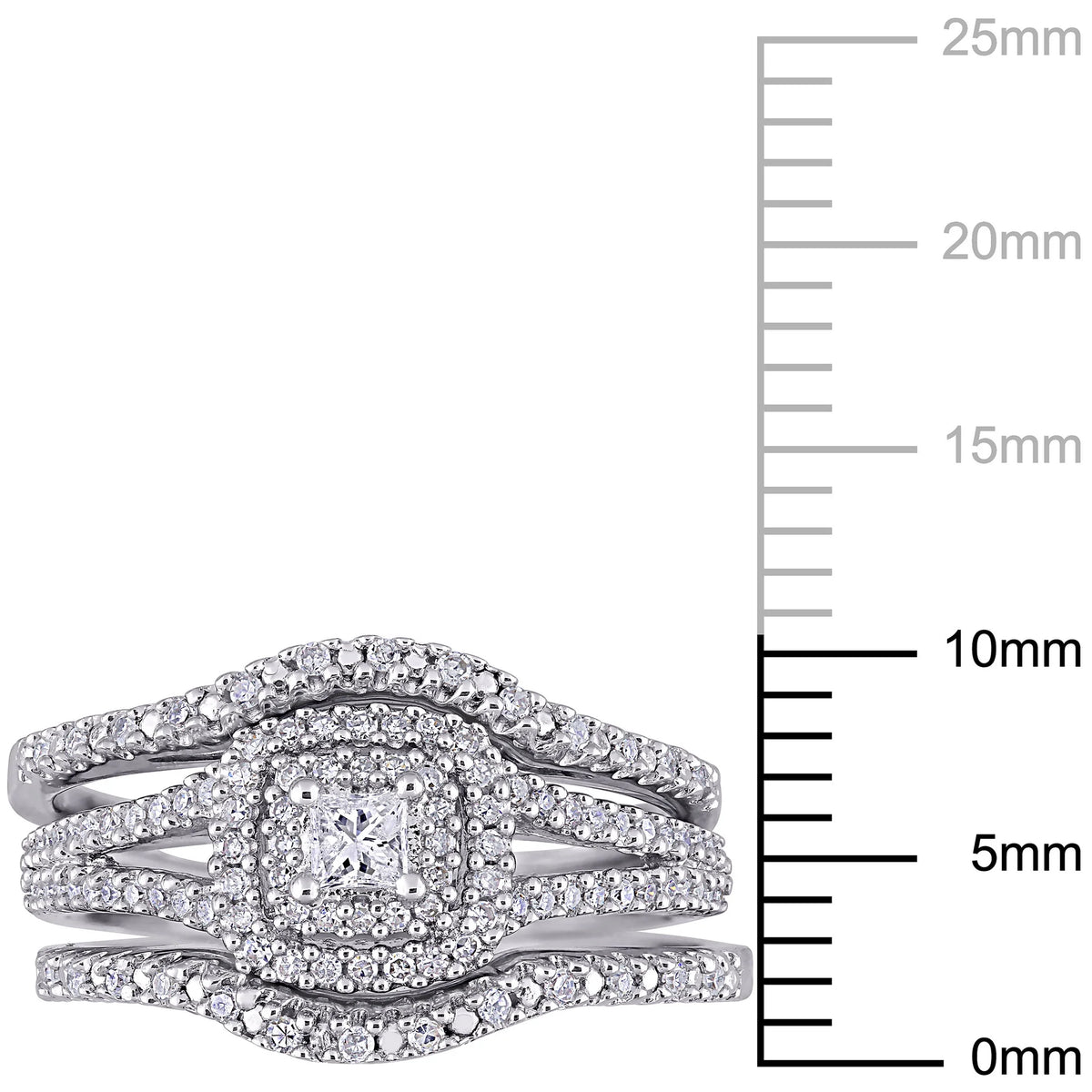 1/2 Carat Diamond Cluster Halo Bridal Set in Sterling Silver T951948