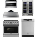 36 Electric Range, Range Hood, Dishwasher, Microwave and Wine Cooler S676
