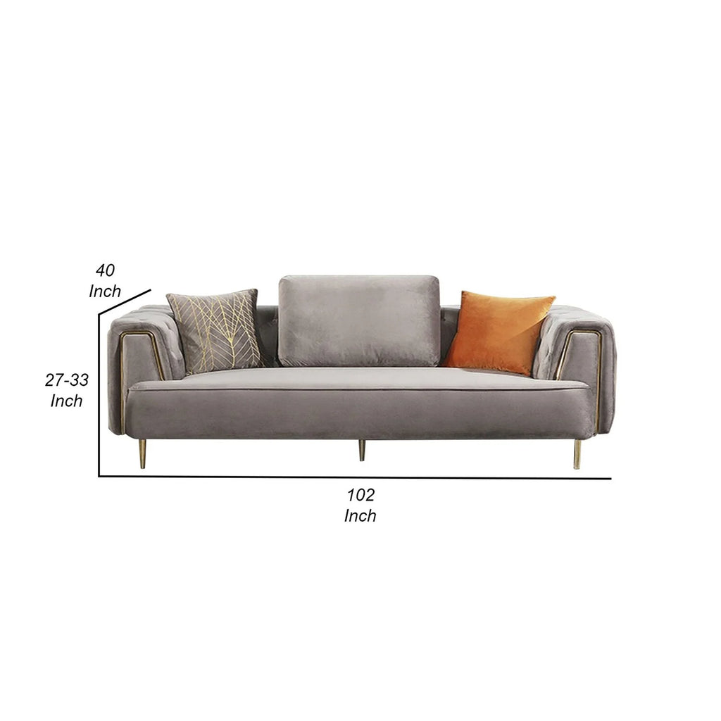 Gray Velvet 4 Seater Sofa L7185