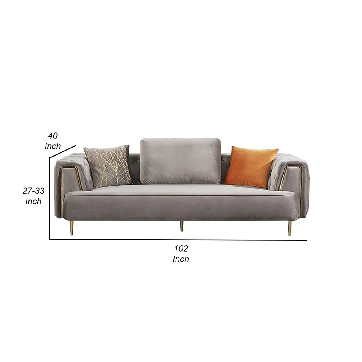 Gray Velvet 4 Seater Sofa L7185