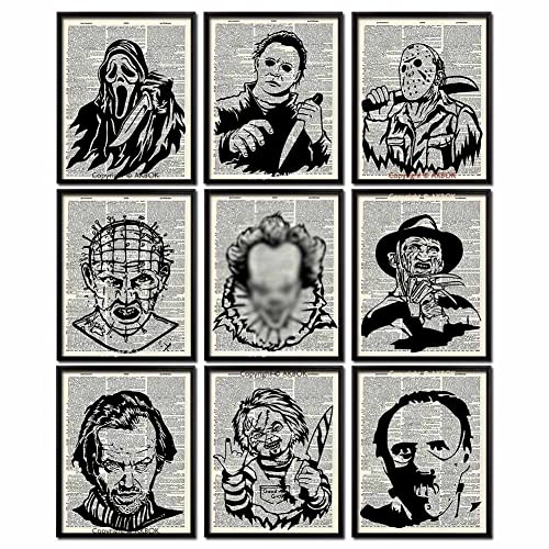 Vintage Horror Movie Newspaper Art Prints 8”X 10” Unframed 9Pcs F13223