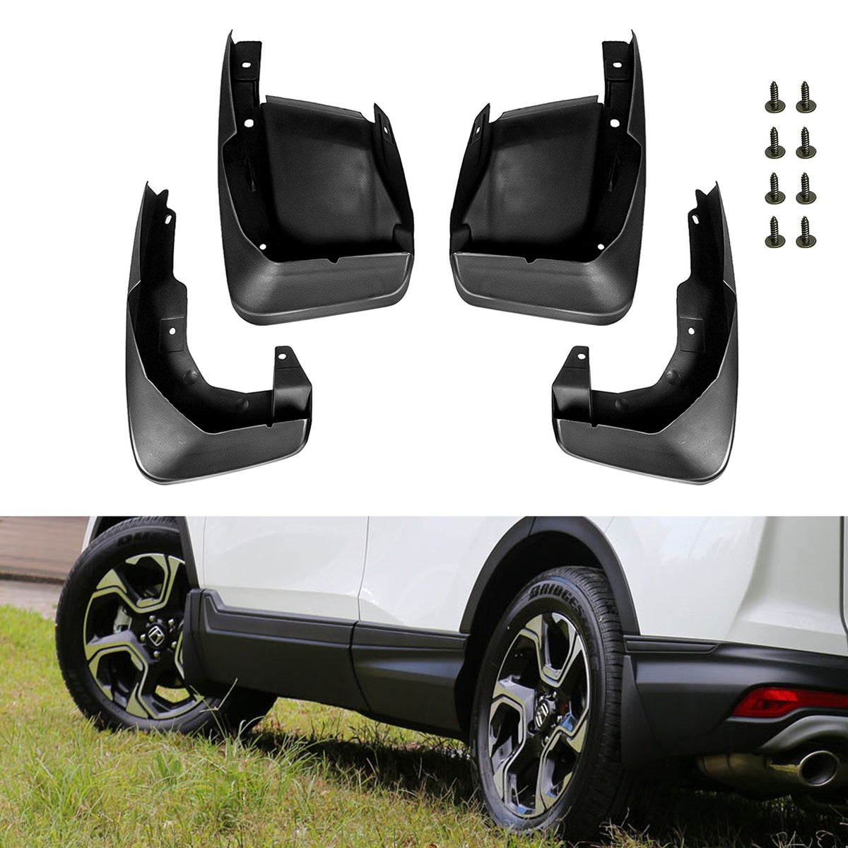 4PCS Front & Rear Mud Flap Splash Guards Fender Flare Mudguard Full Set with Hardware Accessories W64308