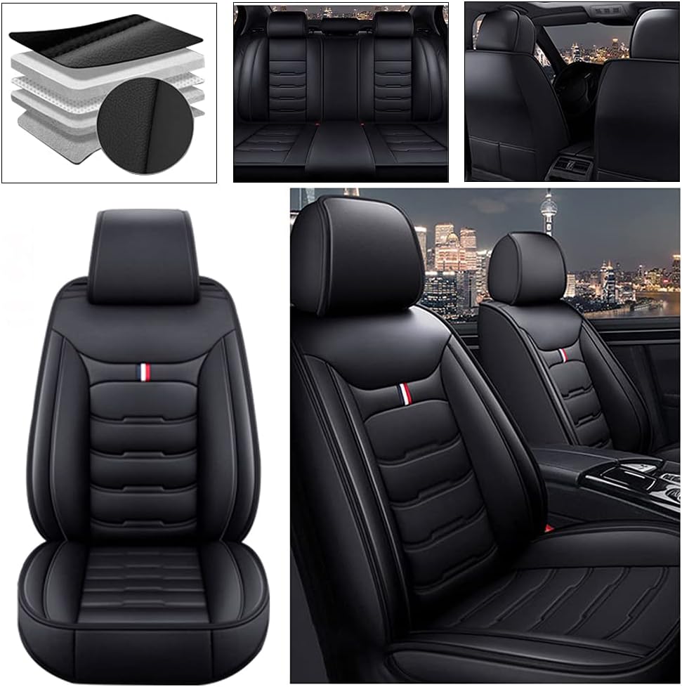 Beige PU Leather Car Seat Covers 5 Seats X63977