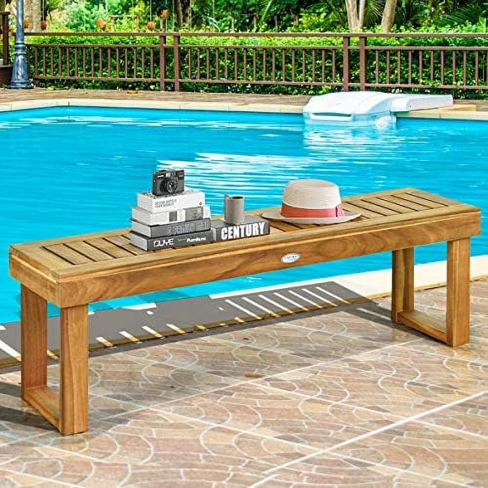 52 Inches Acacia Wood Backless Patio Bench I651030