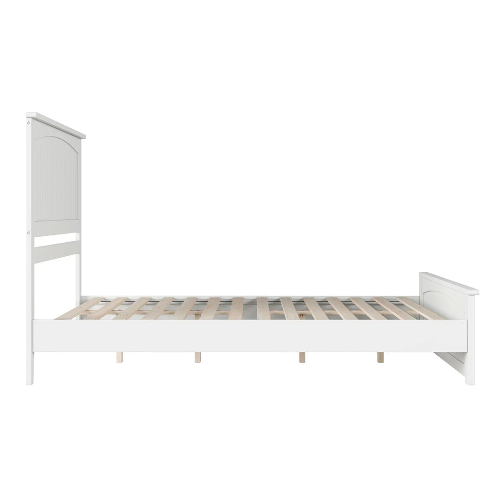 White Queen Solid Wood Platform Bed with Footboard U692