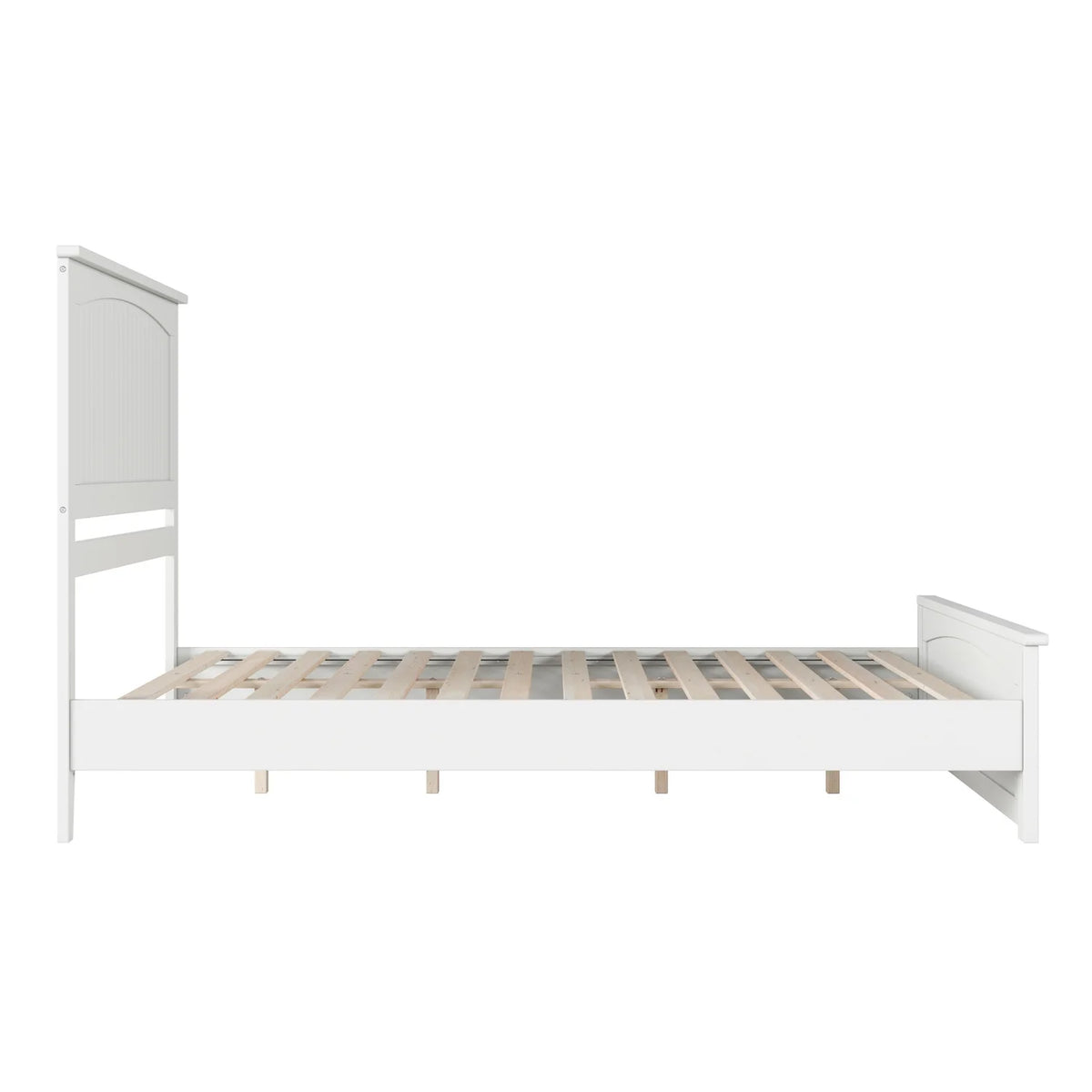 White Queen Solid Wood Platform Bed with Footboard U692