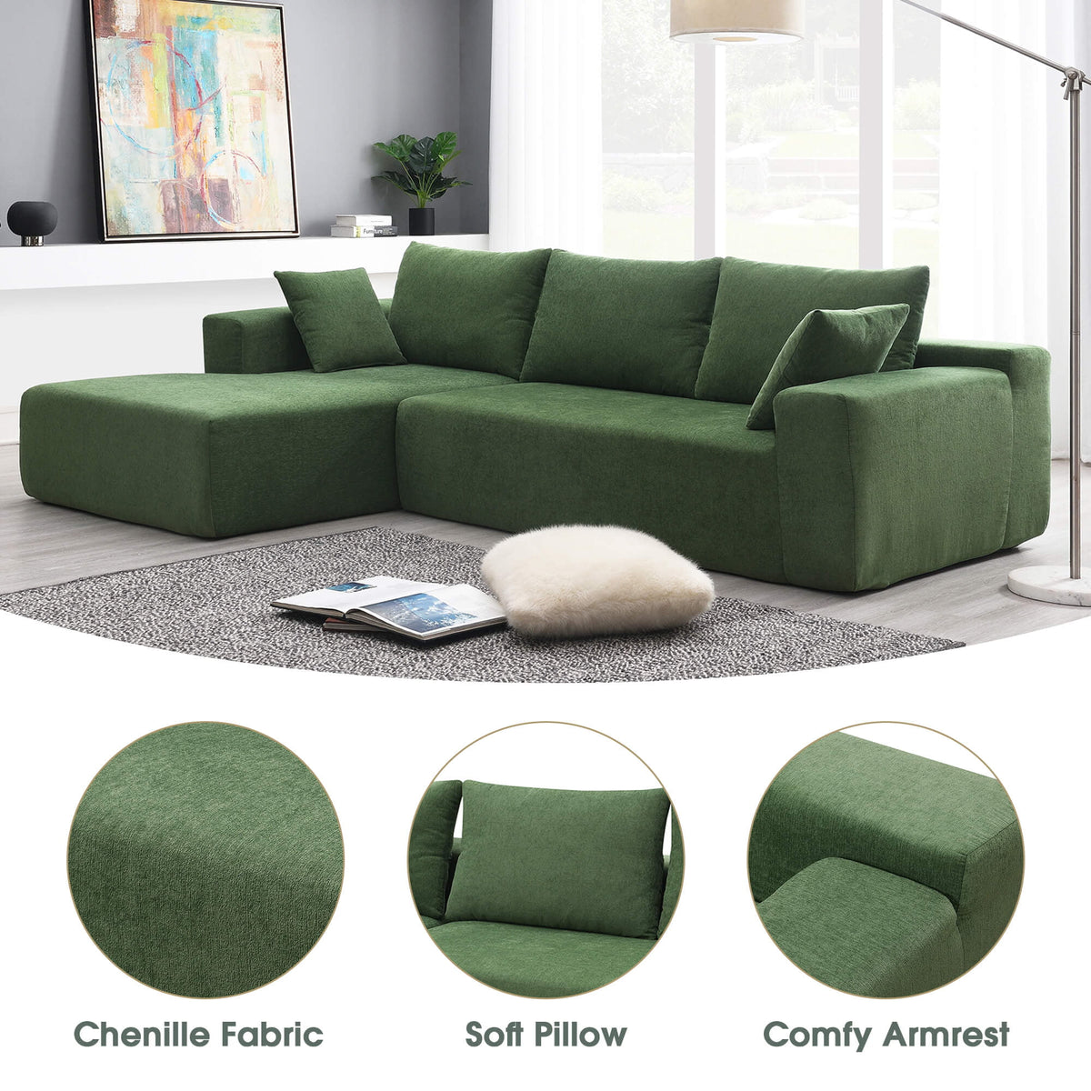 L-Shape 3 Seat Sectional Couch M4060