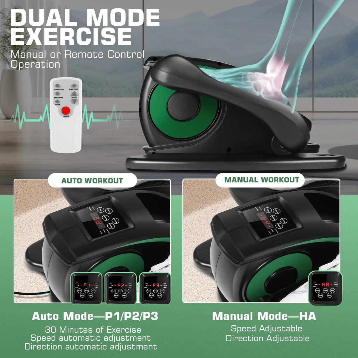Under Desk Elliptical Pedal Exerciser with Remote & Data Monitor R701798