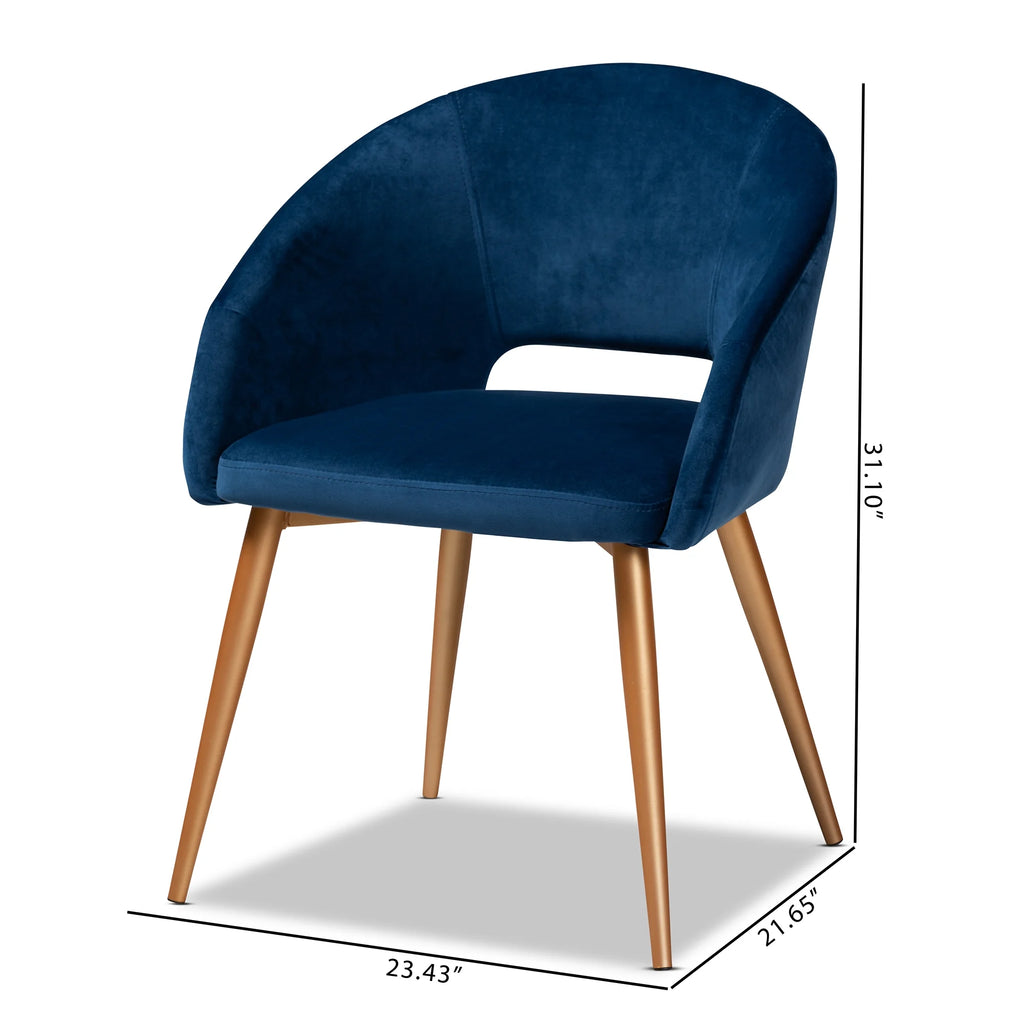 Navy Blue Velvet Upholstered Dining Chair L305