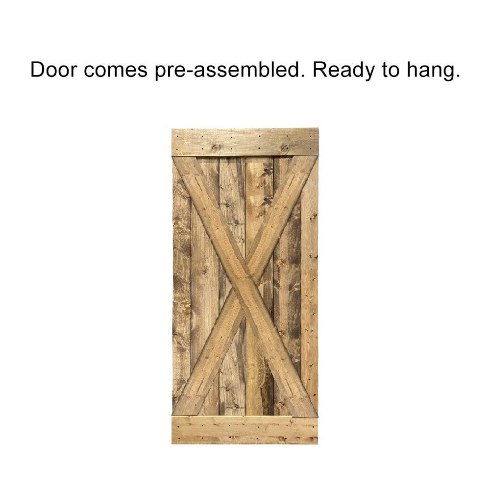 Ocean Blue Stained Wood Interior Sliding Barn Door with Hardware Kit S8650