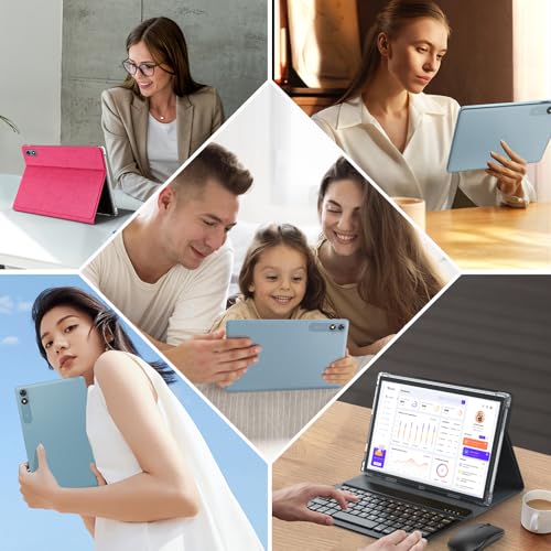 Android 15 Tablet with Keyboard, 26GB+256GB, 10.1 Inch, 8000 mAh, 5G WiFi, Dual Camera, 2 in 1, Black F2848