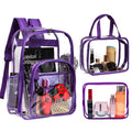 Purple 3pcs Waterproof Clear PVC Backpack Set with Reinforced Padded Straps L87351