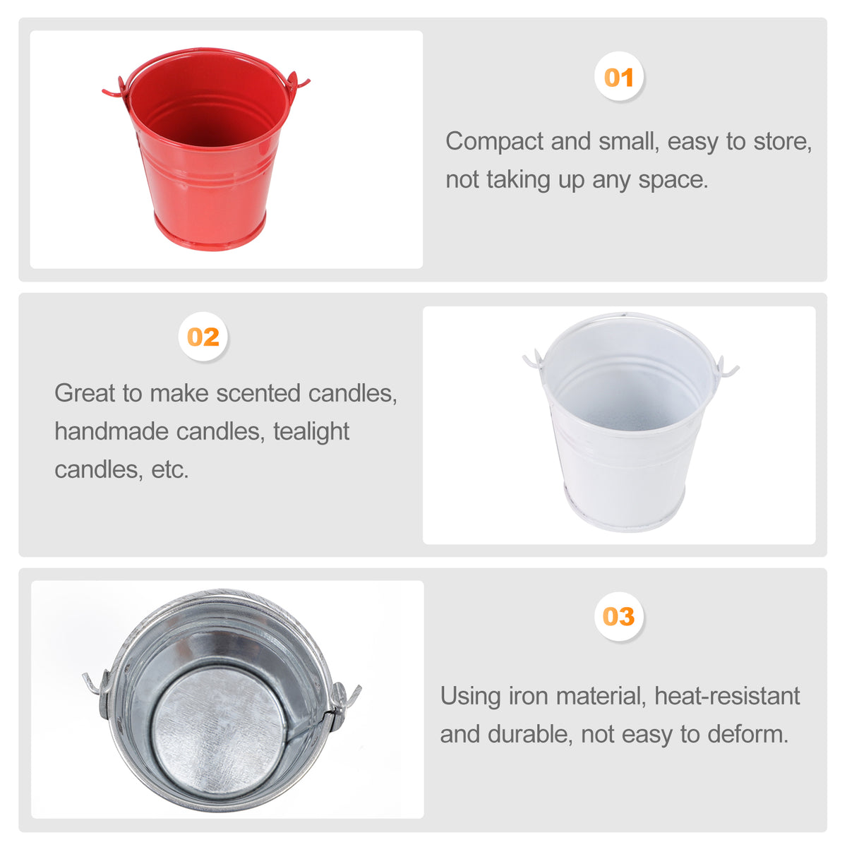 16 Pcs Iron Mini Tin Bucket H186