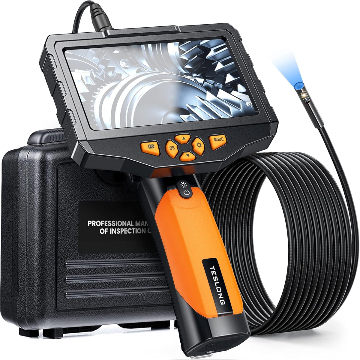 Dual Lens Inspection Camera with 5 IPS Screen and 16.4ft Flexible Probe G686