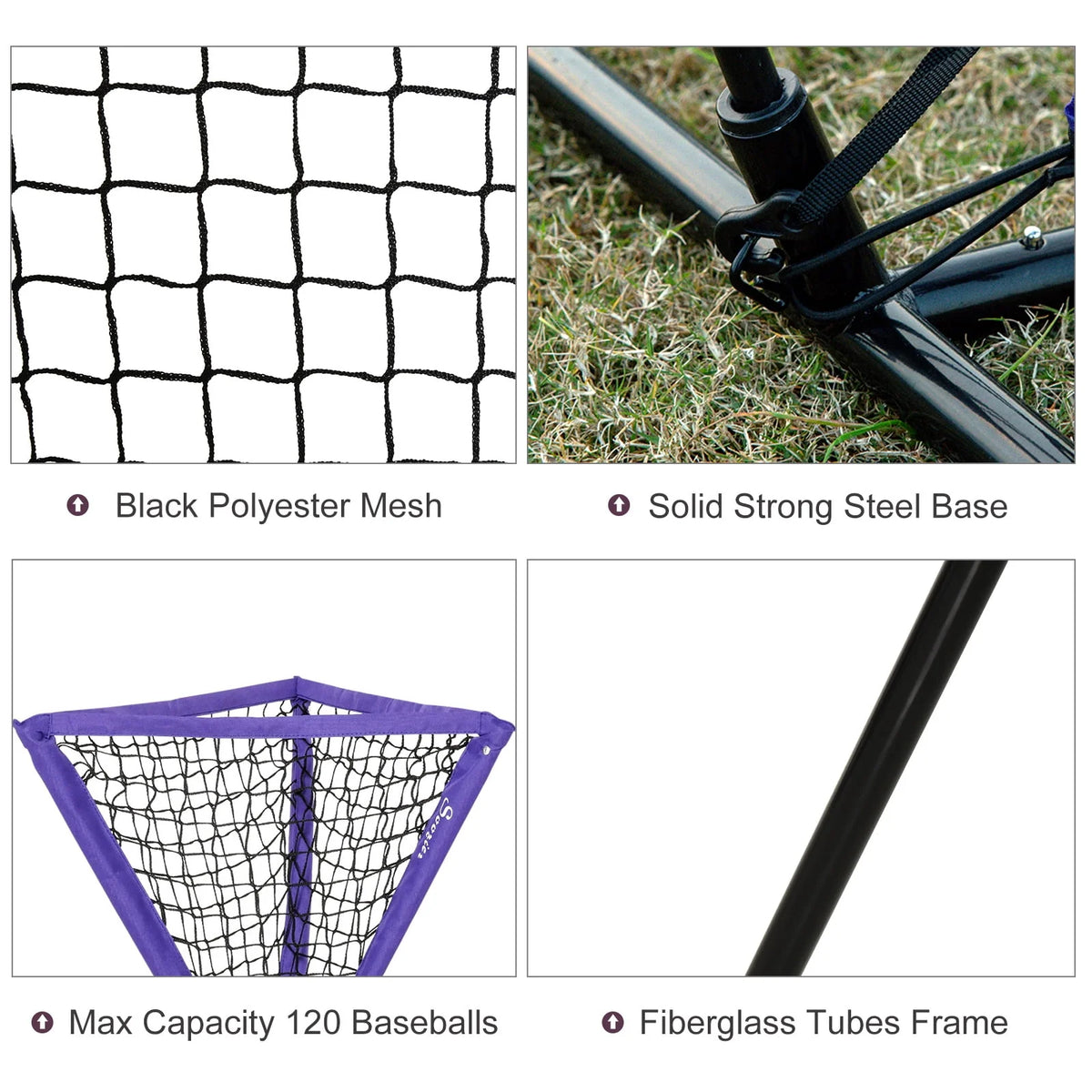 7.5' x 7' Portable Baseball Batting Net Set with Catcher Net H92751