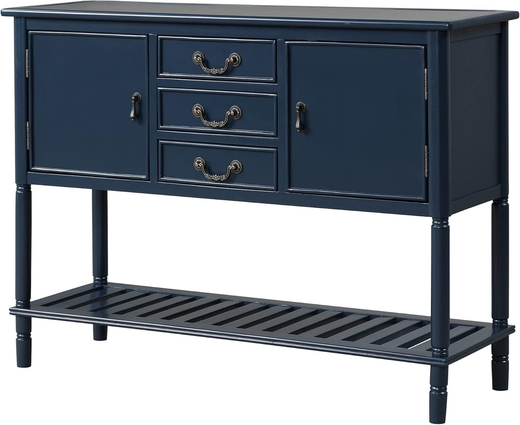 Solid Wood Console Table with 3 Drawers, 2 Cabinet and 1 Shelf P719