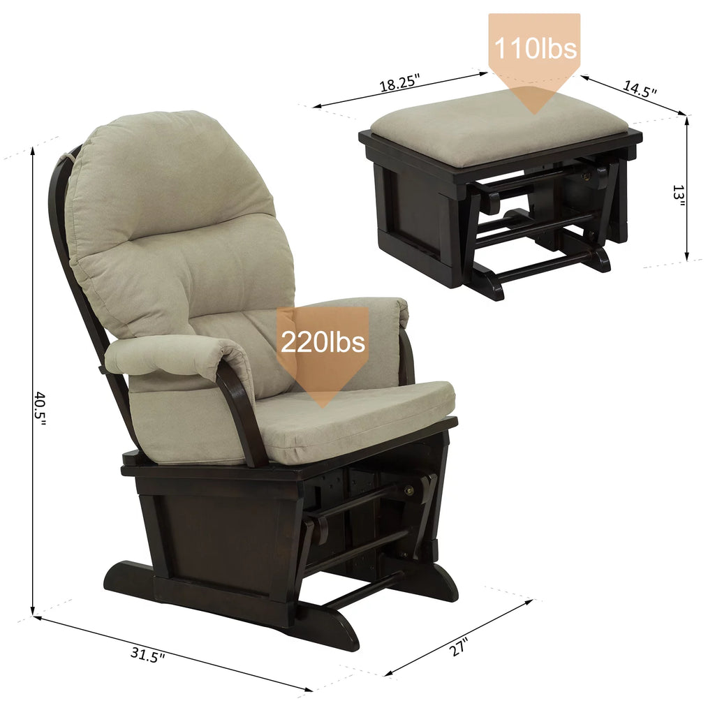 Cream White Rocking Chair with Ottoman M1016