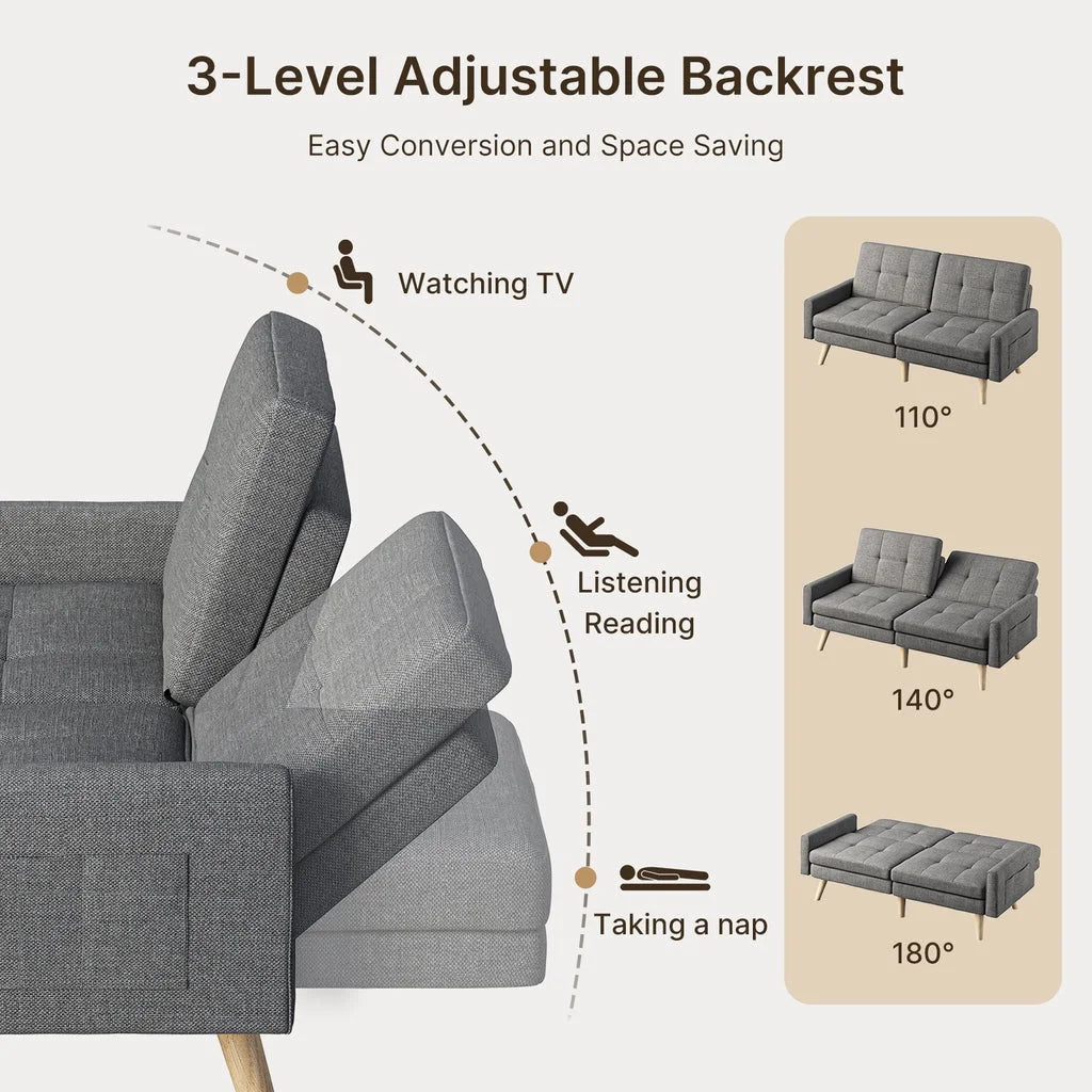 Dark Gray Convertible Futon Sofa Bed O6663
