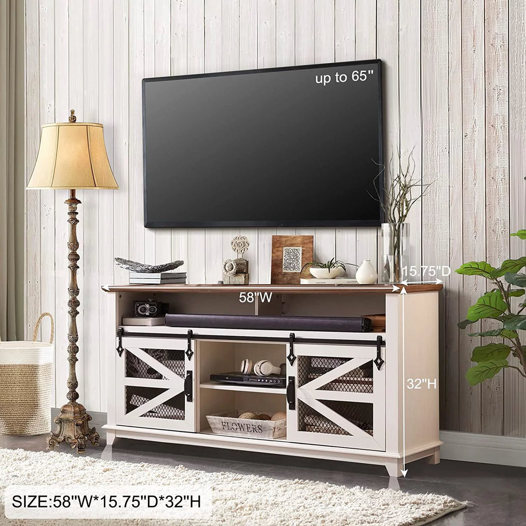 Antique White TV Stand R4342