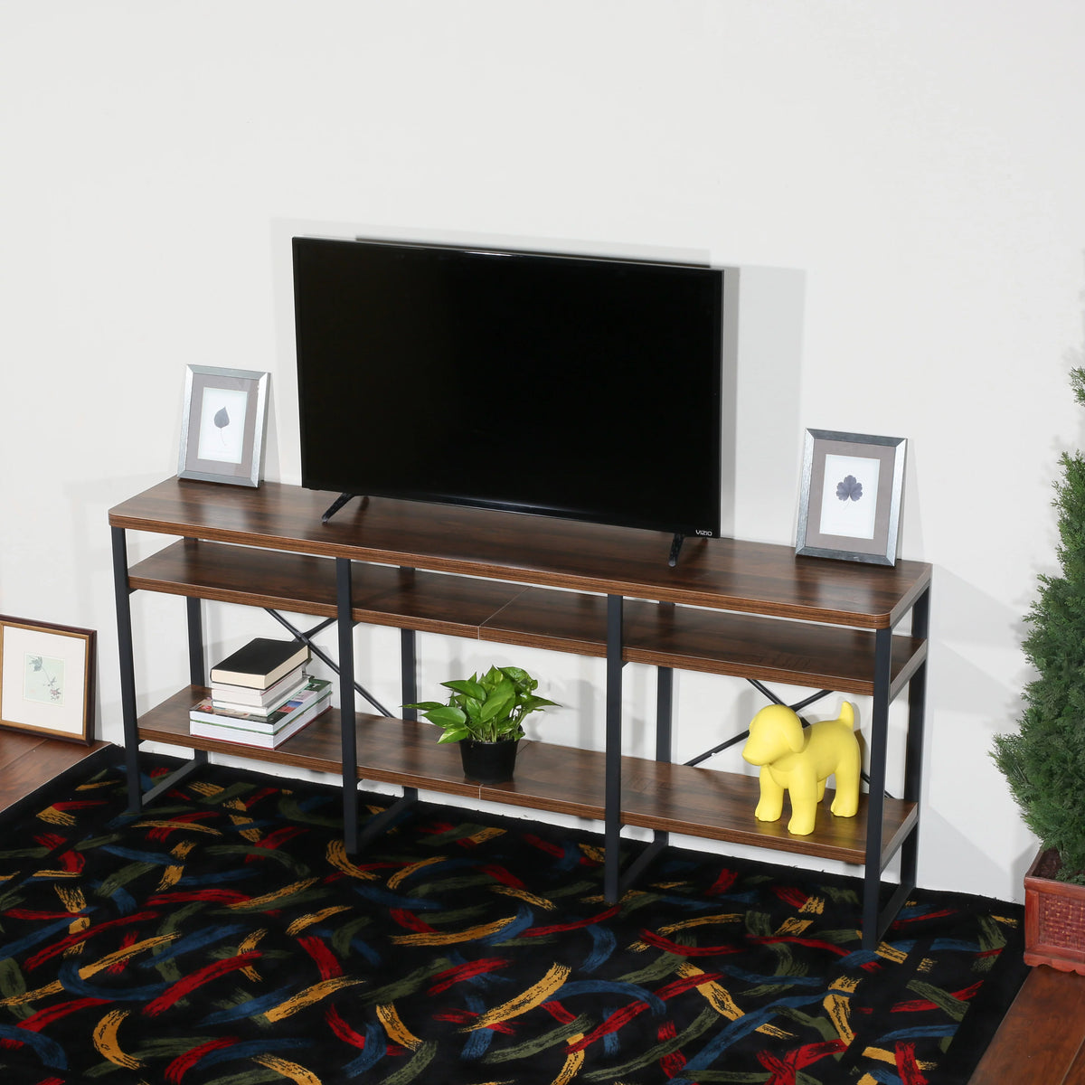 70" TV Stand with Wood Shelves C370125