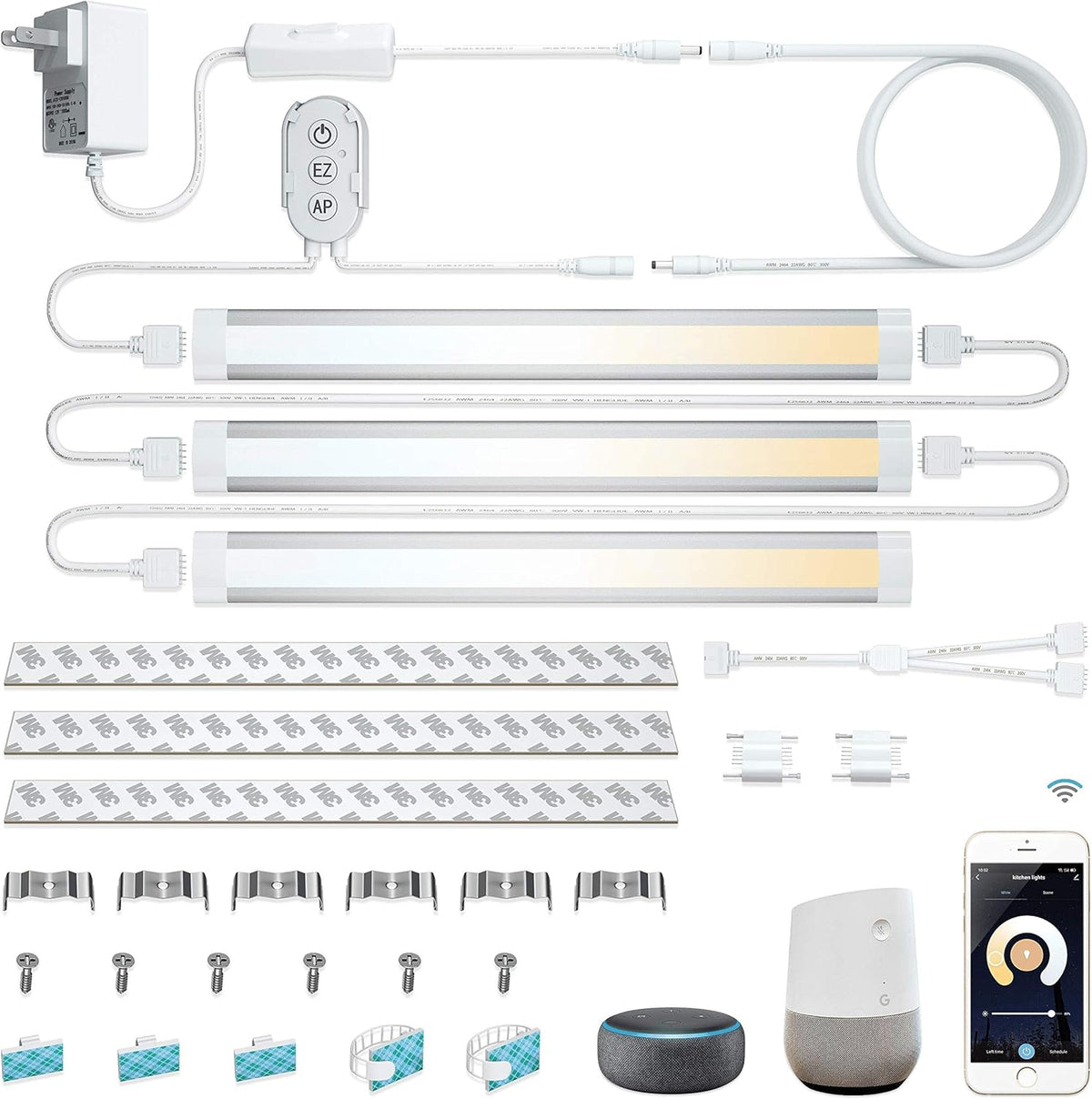 Under Cabinet LED Light Bar Kit, 3 Lights, Dimmable Warm to Cool White N38353
