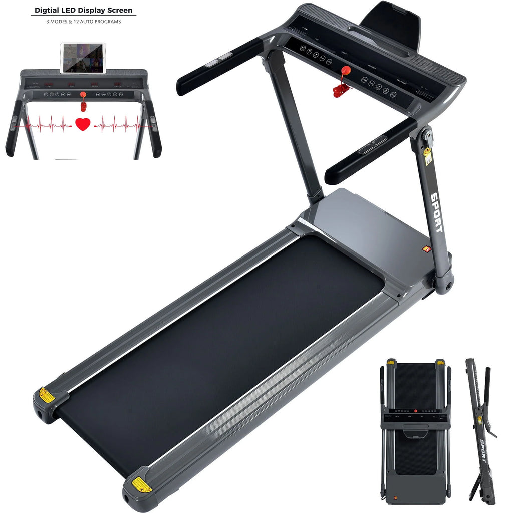 3.5HP Folding Incline Treadmill 330lb Capacity Black F331