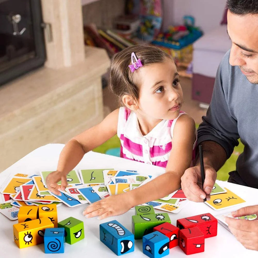 Wooden Expressions Matching Block Puzzle Toy Q339