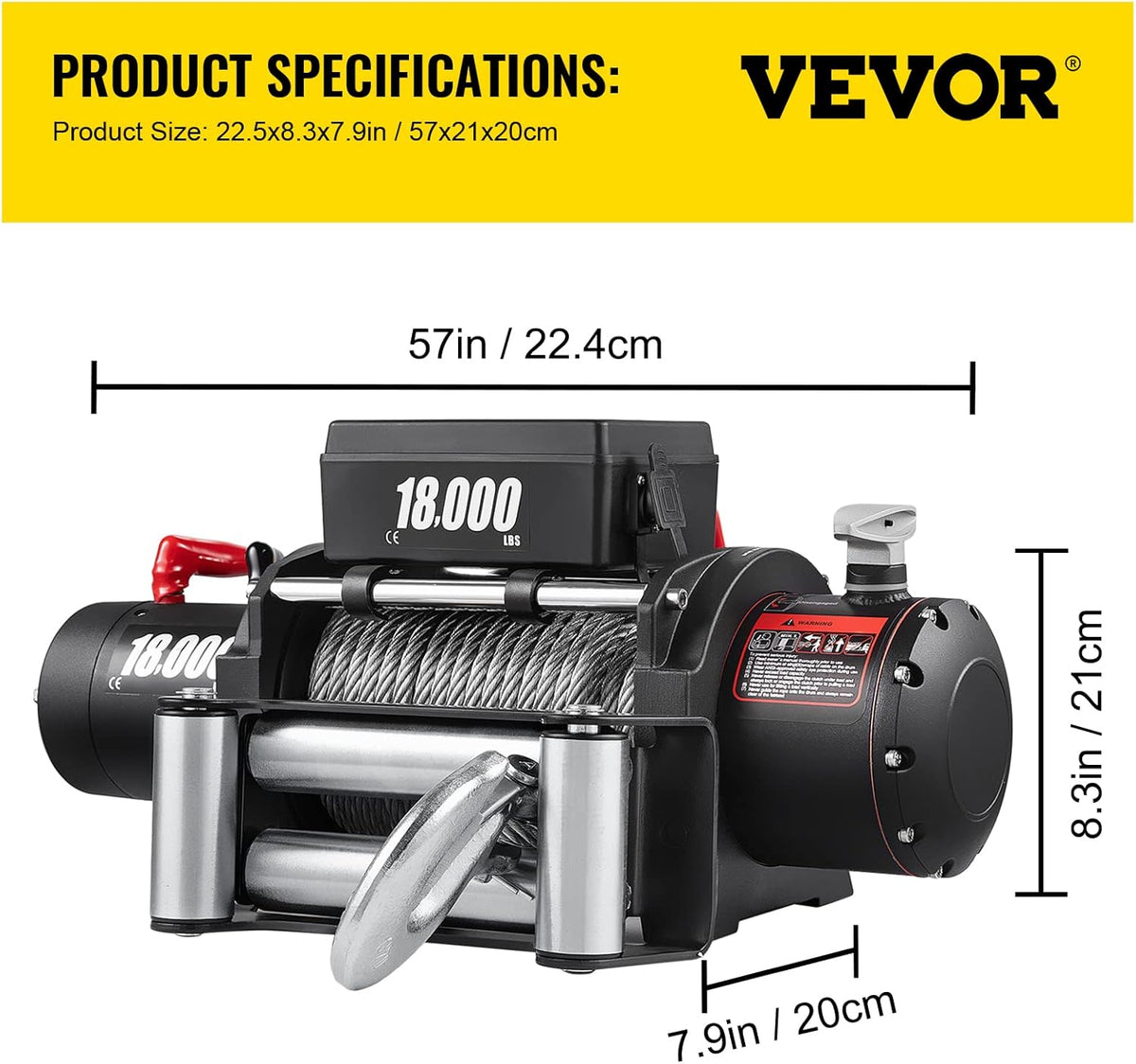 18000lbs 12V Electric Winch with Wireless Remote Control B897