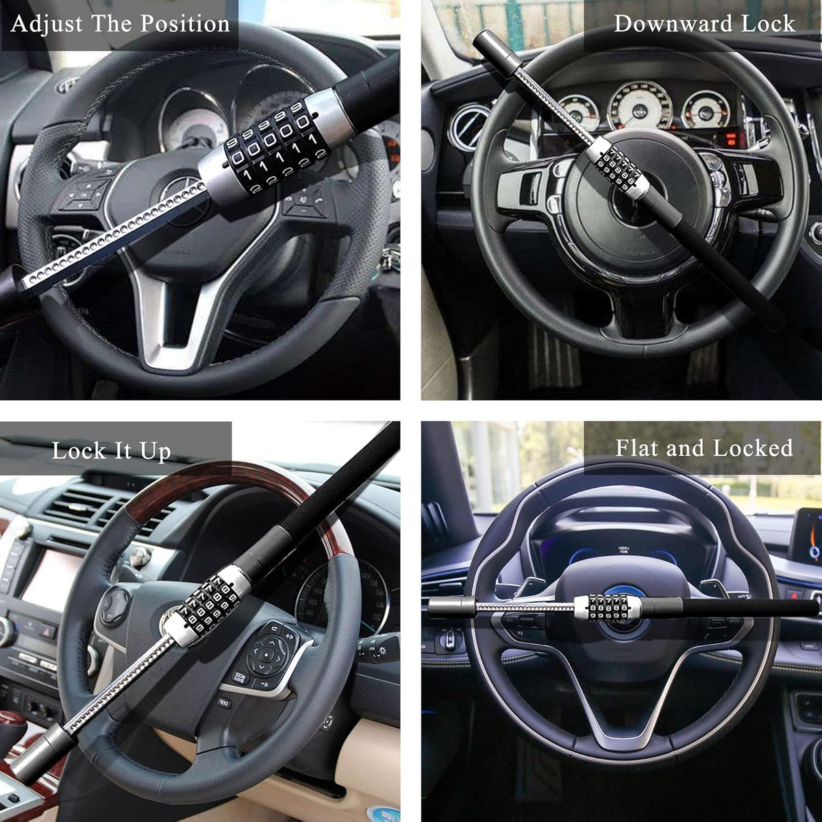 Heavy Duty Retractable Two Hooks Steering Wheel Lock R58251