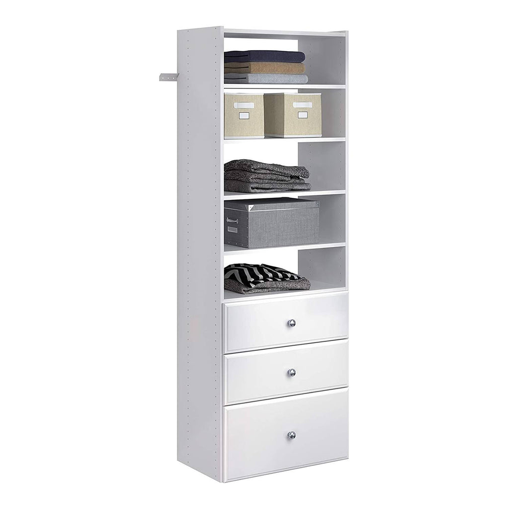 White Tower Closet Storage Organizer with Shelves & Drawers D424